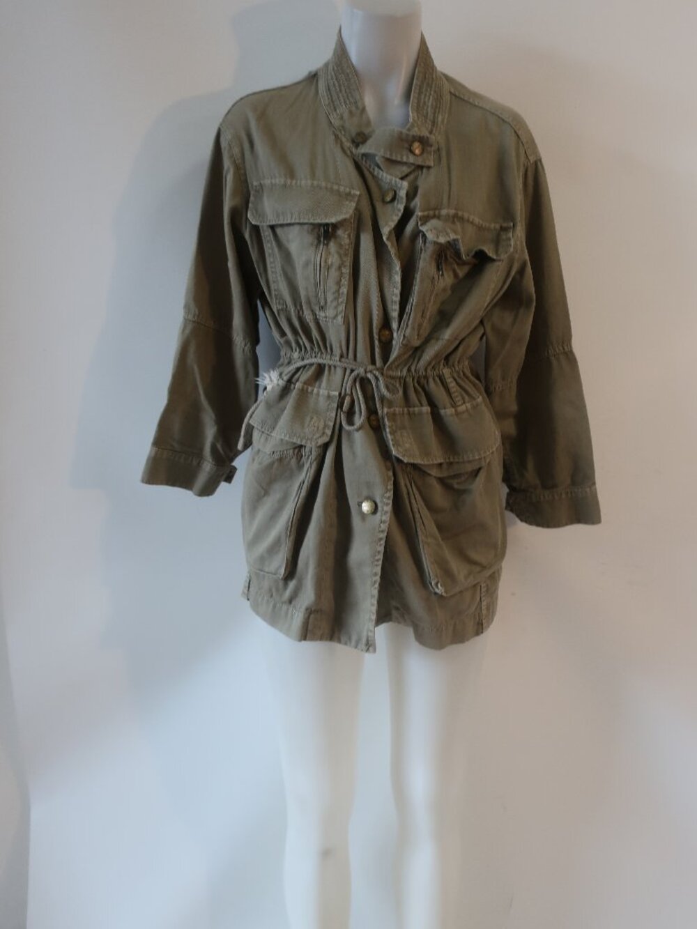 Womens Current/Elliott Army Green Classic Military Parka Jacket 1/S